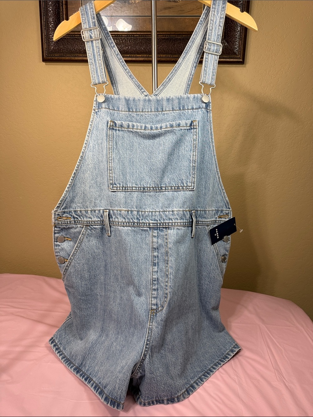 Classic Light Blue Denim Overall Shorts